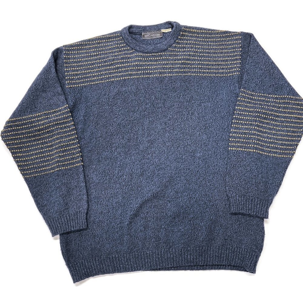 Marc Anthony‎ Sweater Mens Large Blue Wool Acrylic Crewneck Pullover